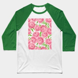 Pink peonies watercolor Baseball T-Shirt